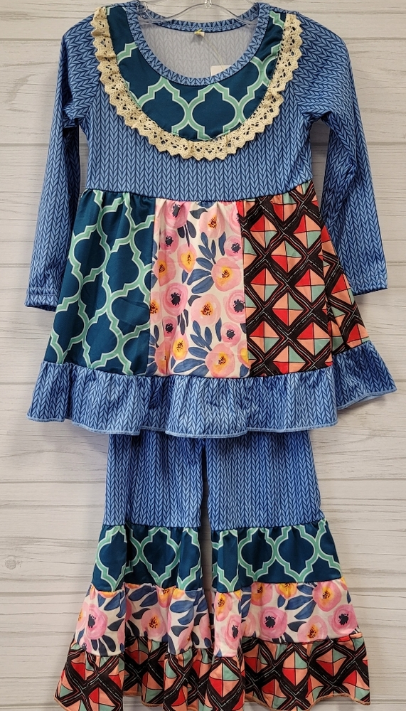 Honeydew boutique ruffle pant sets blue